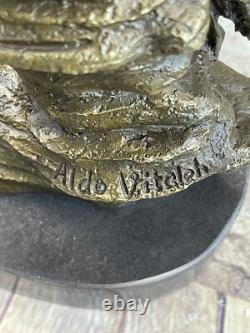 Expressive Art Deco Bronze Male Bust / Nude Man Figurine Sculpture