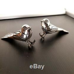 F. H Danvin Pair Of Birds Silver Bronze Art Deco. Bookend