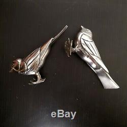 F. H Danvin Pair Of Birds Silver Bronze Art Deco. Bookend