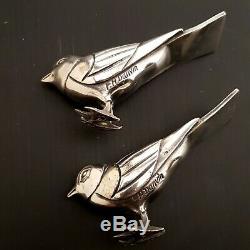 F. H Danvin Pair Of Birds Silver Bronze Art Deco. Bookend