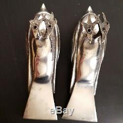 F. H Danvin Pair Of Birds Silver Bronze Art Deco. Bookend