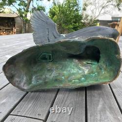 FIGHTING EAGLES signed RICHÉ ART DECO bronze sculpture with antique patina vintage µ
