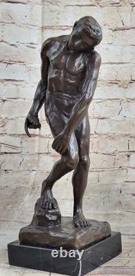 Famous Rodin Adam's Sculpture Bronze Marble Base Statue Deco Figurine Art