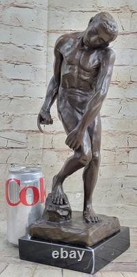 Famous Rodin Adam's Sculpture Bronze Marble Base Statue Deco Figurine Art