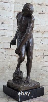 Famous Rodin Adam's Sculpture Bronze Marble Base Statue Deco Figurine Art