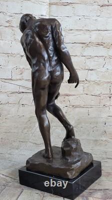 Famous Rodin Adam's Sculpture Bronze Marble Base Statue Deco Figurine Art