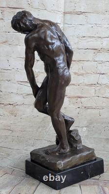 Famous Rodin Adam's Sculpture Bronze Marble Base Statue Deco Figurine Art