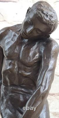 Famous Rodin Adam's Sculpture Bronze Marble Base Statue Deco Figurine Art