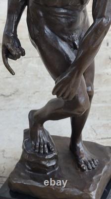 Famous Rodin Adam's Sculpture Bronze Marble Base Statue Deco Figurine Art