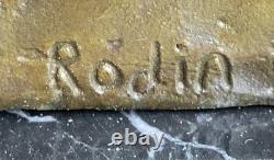 Famous Rodin Adam's Sculpture Bronze Marble Base Statue Deco Figurine Art