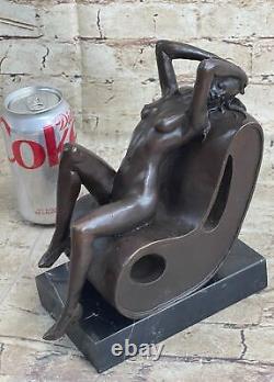 Female Bronze Chair Figure Nude Statue Classic Woman Art Deco Sculpture