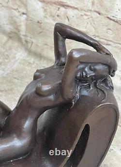 Female Bronze Chair Figure Nude Statue Classic Woman Art Deco Sculpture