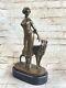 Figure Sculpture Art Deco Nude Elegant Lady With Dog Signed Lorenzl 6.3 Kg