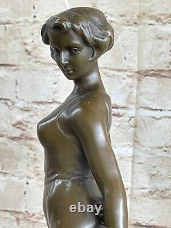 Figure Sculpture Art Deco Nude Elegant Lady with Dog Signed Lorenzl 6.3 KG
