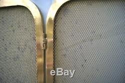 Fireplace Screen 3-panel Golden Brass. Art Deco 1930's H48 CM L100 CM