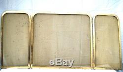 Fireplace Screen 3-panel Golden Brass. Art Deco 1930's H48 CM L100 CM