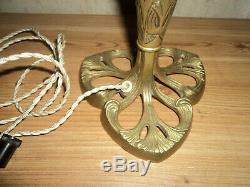 Foot Lamp Bronze Tulip Galle Daum Muller Art Deco / New Pate Glass