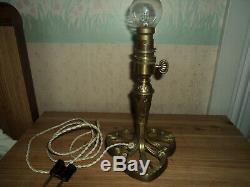 Foot Lamp Bronze Tulip Galle Daum Muller Art Deco / New Pate Glass