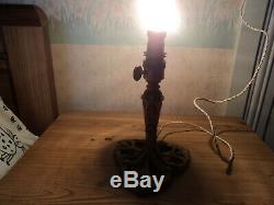 Foot Lamp Bronze Tulip Galle Daum Muller Art Deco / New Pate Glass