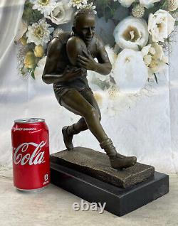 Football Rugby Player Art Deco Bronze Trophy Statue Sculpture Book Figurine