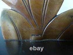 Former Bronze Lamp E. Guy Art Deco Birds Sculpture Old Lamp Bird Shade Floral