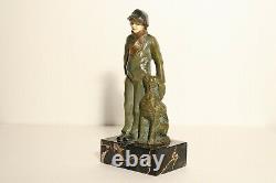 Former Bronze Signed Alfred Jorel Art Deco Chryselephantine