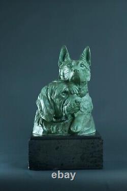 Former Grand Group Bronze Dog Berger Briard Irénée Rochard Art Deco 60 CM