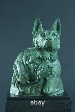 Former Grand Group Bronze Dog Berger Briard Irénée Rochard Art Deco 60 CM