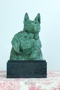 Former Grand Group Bronze Dog Berger Briard Irénée Rochard Art Deco 60 CM