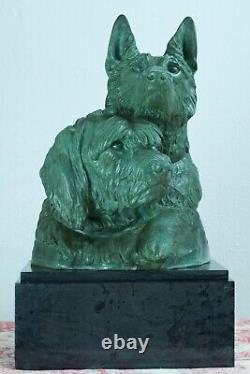 Former Grand Group Bronze Dog Berger Briard Irénée Rochard Art Deco 60 CM