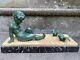 Fortunate Gory Sup. Sculpture Child & Birds Statue Art Deco Bronze Style