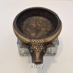 France, Austria. Art Deco Heavy Bronze Ashtray with Buffalo Decoration Excellent Condition