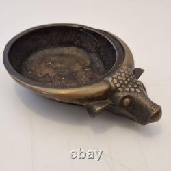 France, Austria. Art Deco Heavy Bronze Ashtray with Buffalo Decoration Excellent Condition