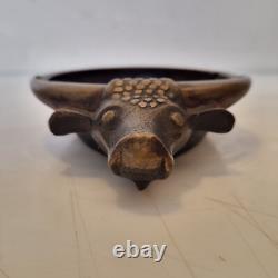 France, Austria. Art Deco Heavy Bronze Ashtray with Buffalo Decoration Excellent Condition