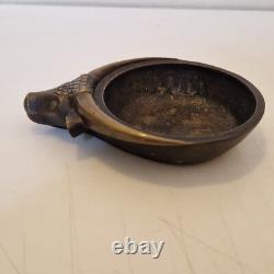 France, Austria. Art Deco Heavy Bronze Ashtray with Buffalo Decoration Excellent Condition