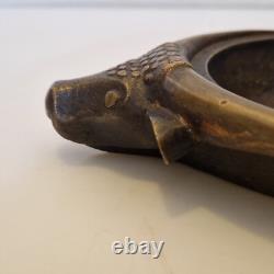France, Austria. Art Deco Heavy Bronze Ashtray with Buffalo Decoration Excellent Condition