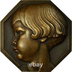 France, Medal, Art Deco, Toys and Children, Turin, UNC, Bronze