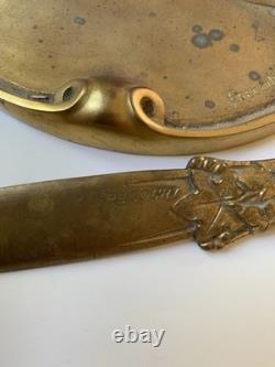 Frecourt desk set in bronze, Art Deco paper knife and inkwell