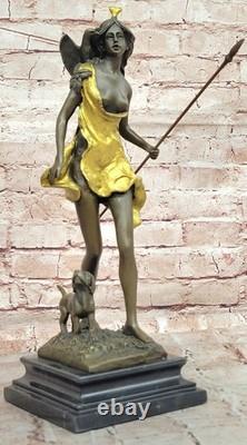French Art Deco Bronze Sculpture of Diana the Huntress Signed Aldo Vitaleh Gift