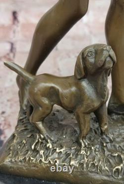French Art Deco Bronze Sculpture of Diana the Huntress Signed Aldo Vitaleh Gift