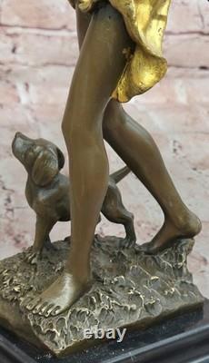 French Art Deco Bronze Sculpture of Diana the Huntress Signed Aldo Vitaleh Gift