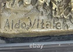 French Art Deco Bronze Sculpture of Diana the Huntress Signed Aldo Vitaleh Gift