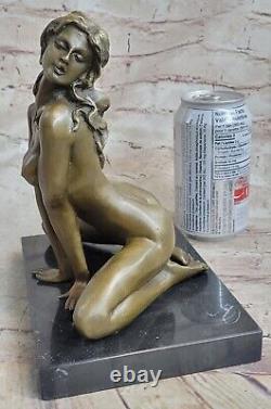 French Bronze Art Deco Sculpture Nude Sit Erotica Original Open Figurine