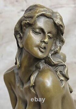 French Bronze Art Deco Sculpture Nude Sit Erotica Original Open Figurine