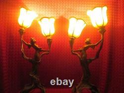 French Lamp Lampe Sculpture Art Nouveau Jugendstil Flambeaux Deco 1900/no Bronze
