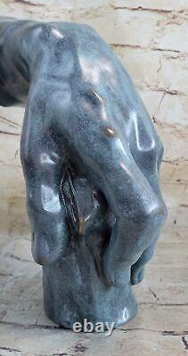 French Signed Lucky Charm Bronze Sculpture Art Deco Large Cast Figurine