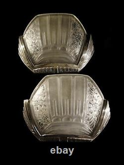 G. Viarmé Pair D Appliqués Art Deco Bronze Chromé And Pressed Glass 1930