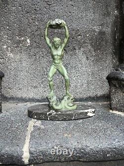 Ganu Gantcheff, Man and Serpent, Bronze, Art Deco