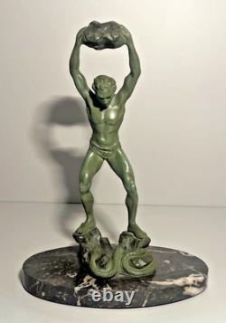 Ganu Gantcheff, Man and Serpent, Bronze, Art Deco