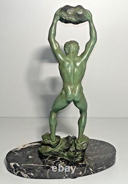 Ganu Gantcheff, Man and Serpent, Bronze, Art Deco